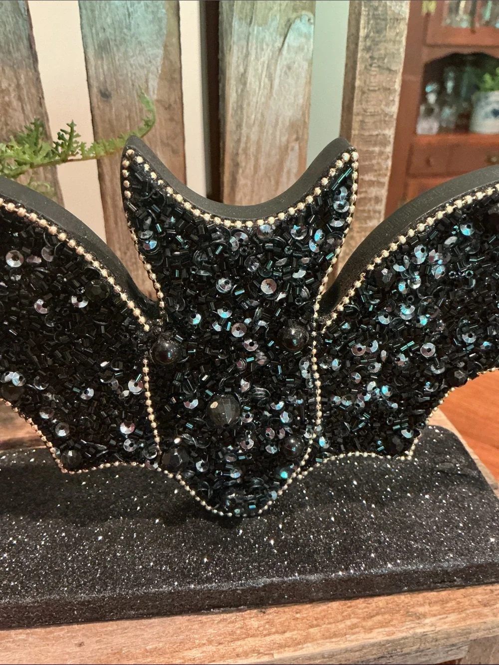 Halloween Beaded Black Bat